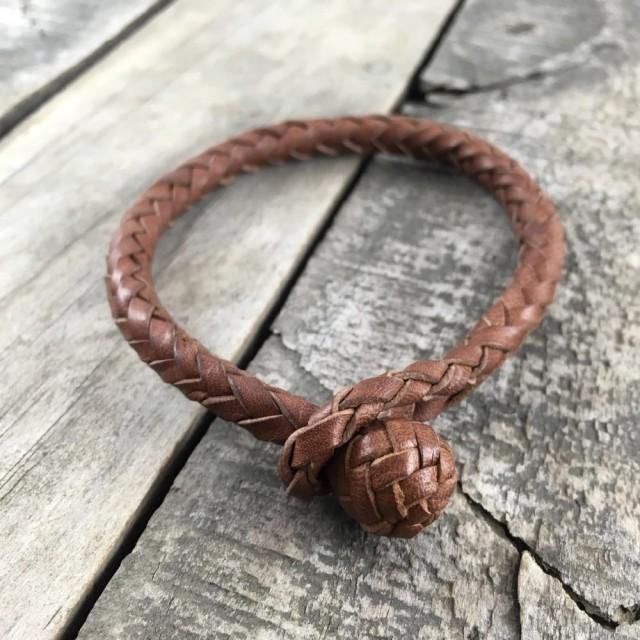 Braided Kangaroo Leather Bracelet,Herringbone Knot And Loop Closure,8 ...