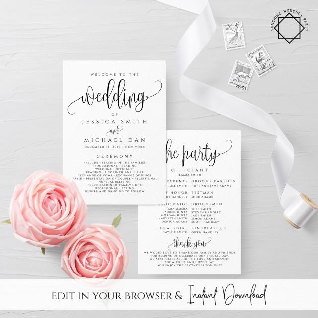 Wedding Program Template Ceremony Program Template INSTANT DOWNLOAD ...