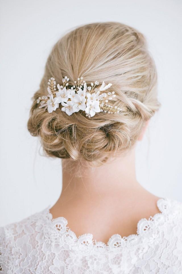 Bridal Floral Hair Comb, Ivory Flower Hair Comb, Bridal Hair Flower ...