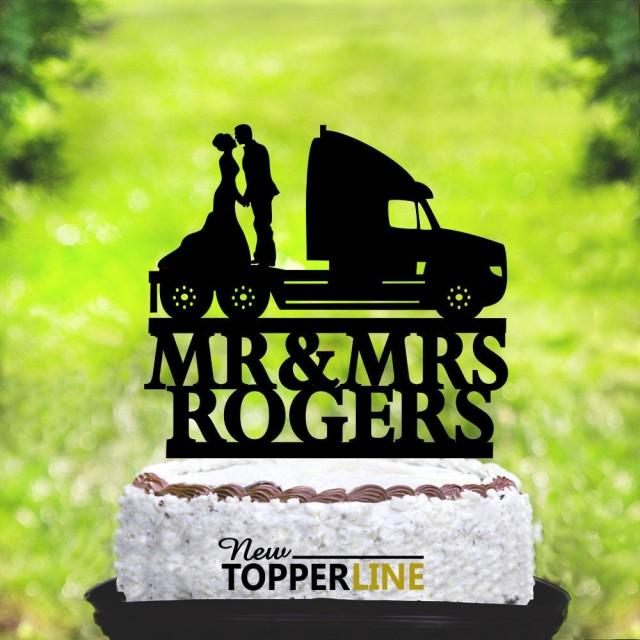 Wedding Cake Toppers,Trucker Wedding Cake Topper,Mr And Mrs Cake Topper ...