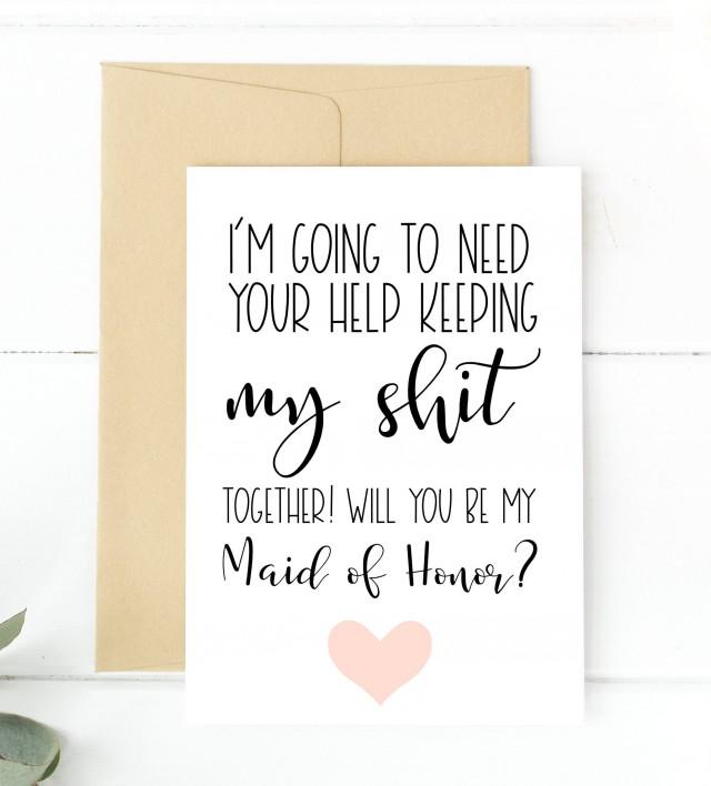 Funny Maid Of Honor Card, Maid Of Honor Proposal, Funny MOH Cards, MOH ...