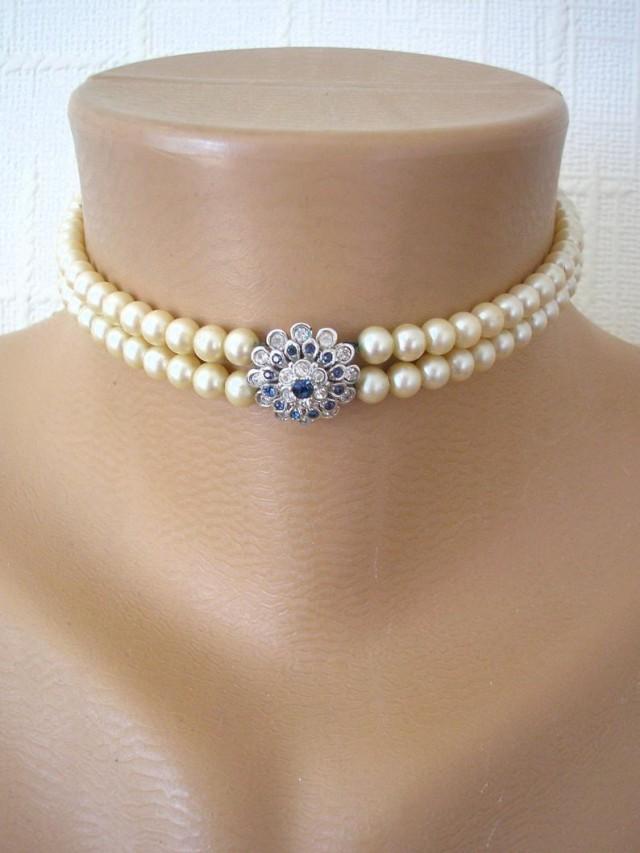 Vintage Attwood & Sawyer Pearl Choker, Montana Sapphire Jewelry, Bridal ...