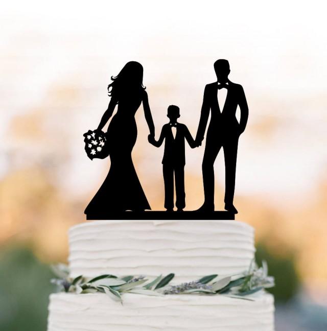 Unique Wedding Cake Topper With Boy, Bride And Groom With Son Wedding ...