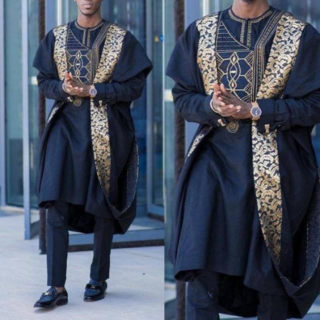 Navy Blue AGBADA, AGBADA For Men, African AGBADA, African Wedding Suit ...