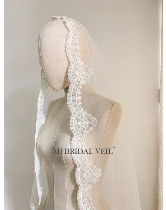 Mantilla Wedding Veil, Vintage Inspired Lace Veil, Spanish Wedding Veil ...