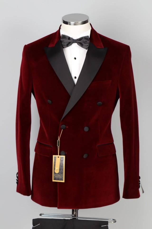 Groom - Red Velvet Double Breasted Tuxedo #2978468 - Weddbook