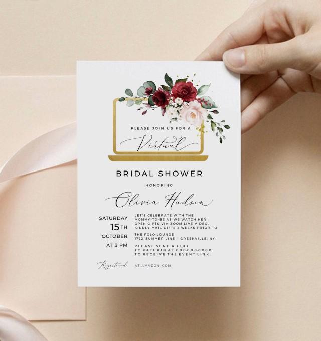 Virtual Bridal Shower Invitation Template Long Distance Bridal Shower ...