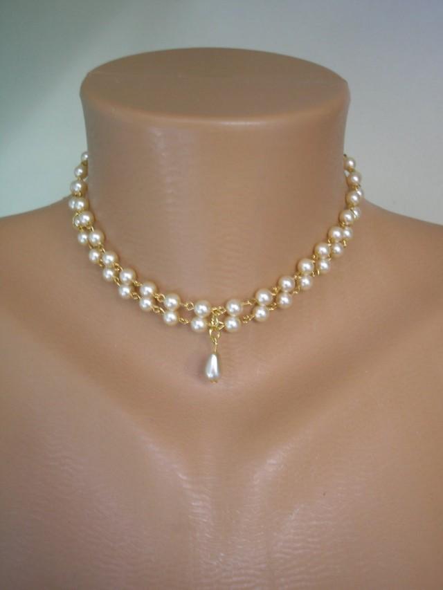 2 Strand Pearl Choker, Two Strand Pearls, Choice Of Colours, Pearl ...