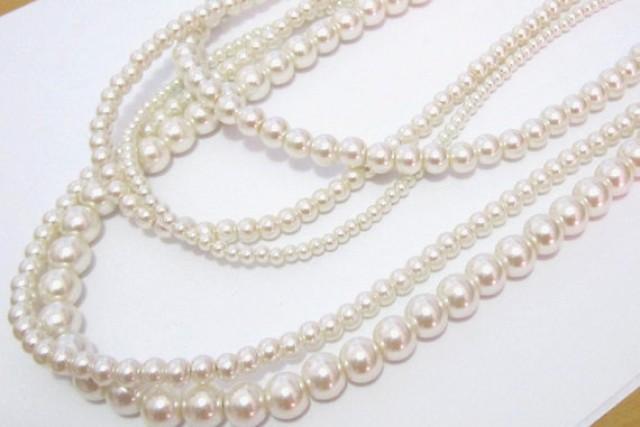 Long Pearl Necklace, Chunky Boho Pearl Necklace, Multi Layered Pearls ...