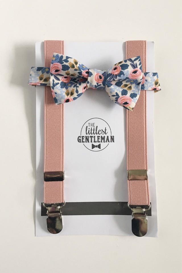 Boys Pink Floral Bow Tie And Suspenders Set , Baby Boy Navy Suspenders ...