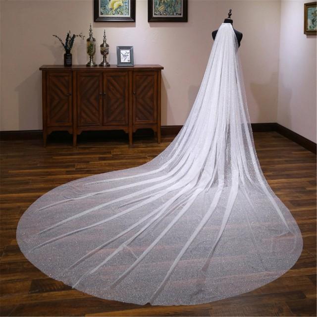 Bling Bling Bridal Veil Long Wedding Veil Sparkling Bridal Veil White ...