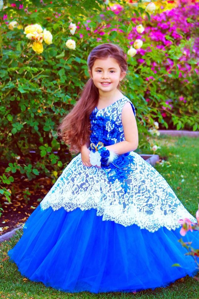 Royal Blue Flower Girl Dress Tulle Princess Party Girls #2984818 - Weddbook